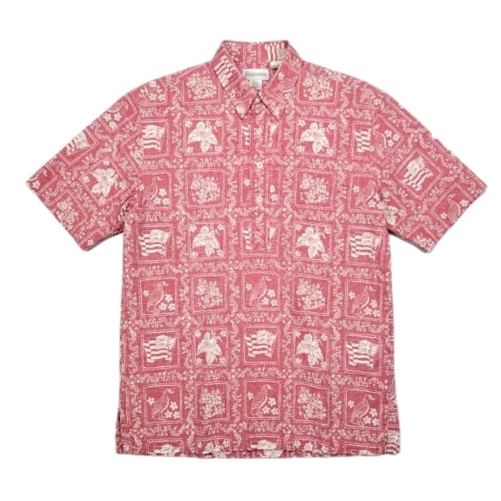 VTG Reyn Spooner LAHAINA SAILOR Hawaiian Pullover Shirt Mens L Red Archive Print